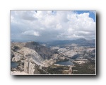 2005-09-09 Cathedral Peak Hen (07) Pano1e Cathedral Lakes and lower Tresidder summit